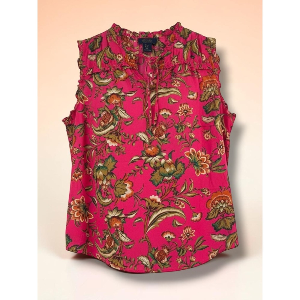 RACHEL Rachel Roy‎ Pink Floral Paisley Ruffle Sleeveless Blouse Medium